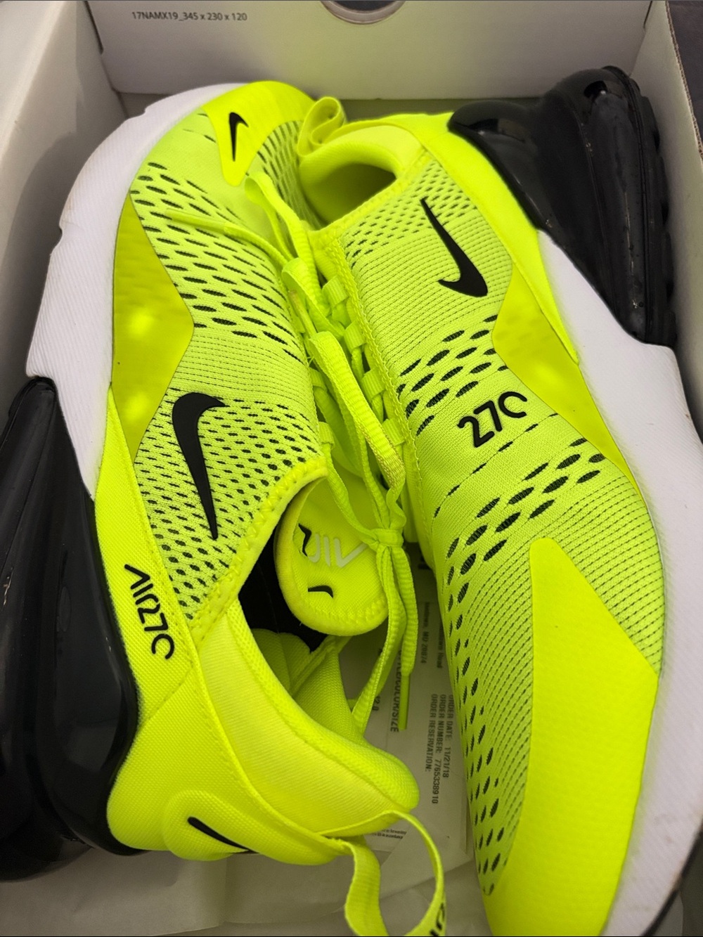 Nike MensNeon Yellow and Black Air Max 270 Sneakers